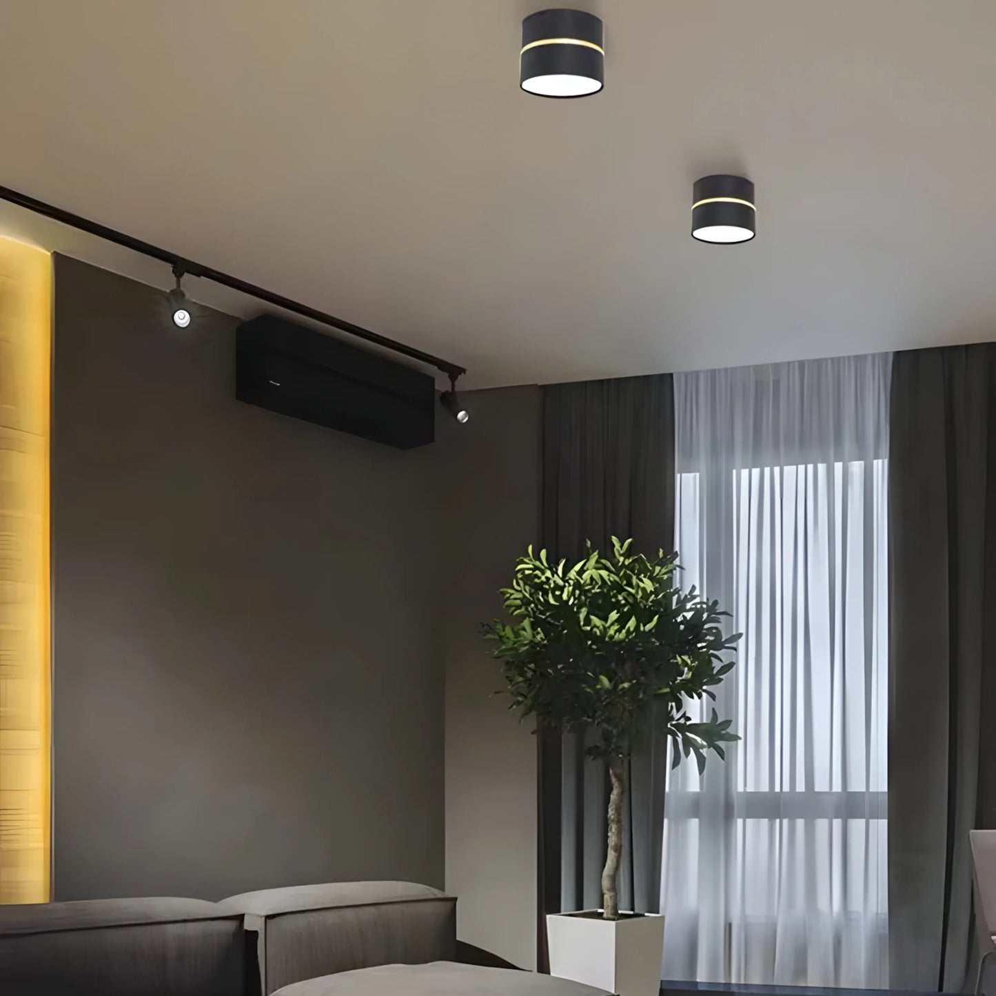 Plafonnier Spot LED Cylindrique – 15W – Anneau Doré – Noir, Blanc – Idéal Entrée, Couloir, Dressing