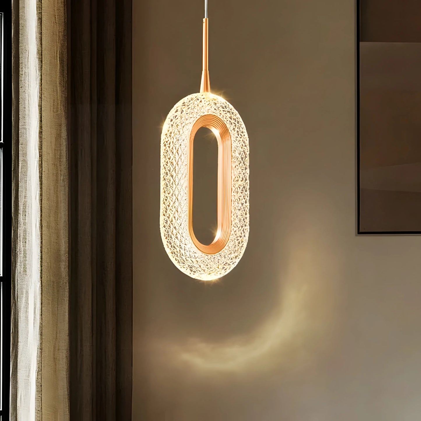 Suspension LED Cristal – Ovale 1 ou 2 têtes – Blanc chaud – Idéal salon, chambre, chevet