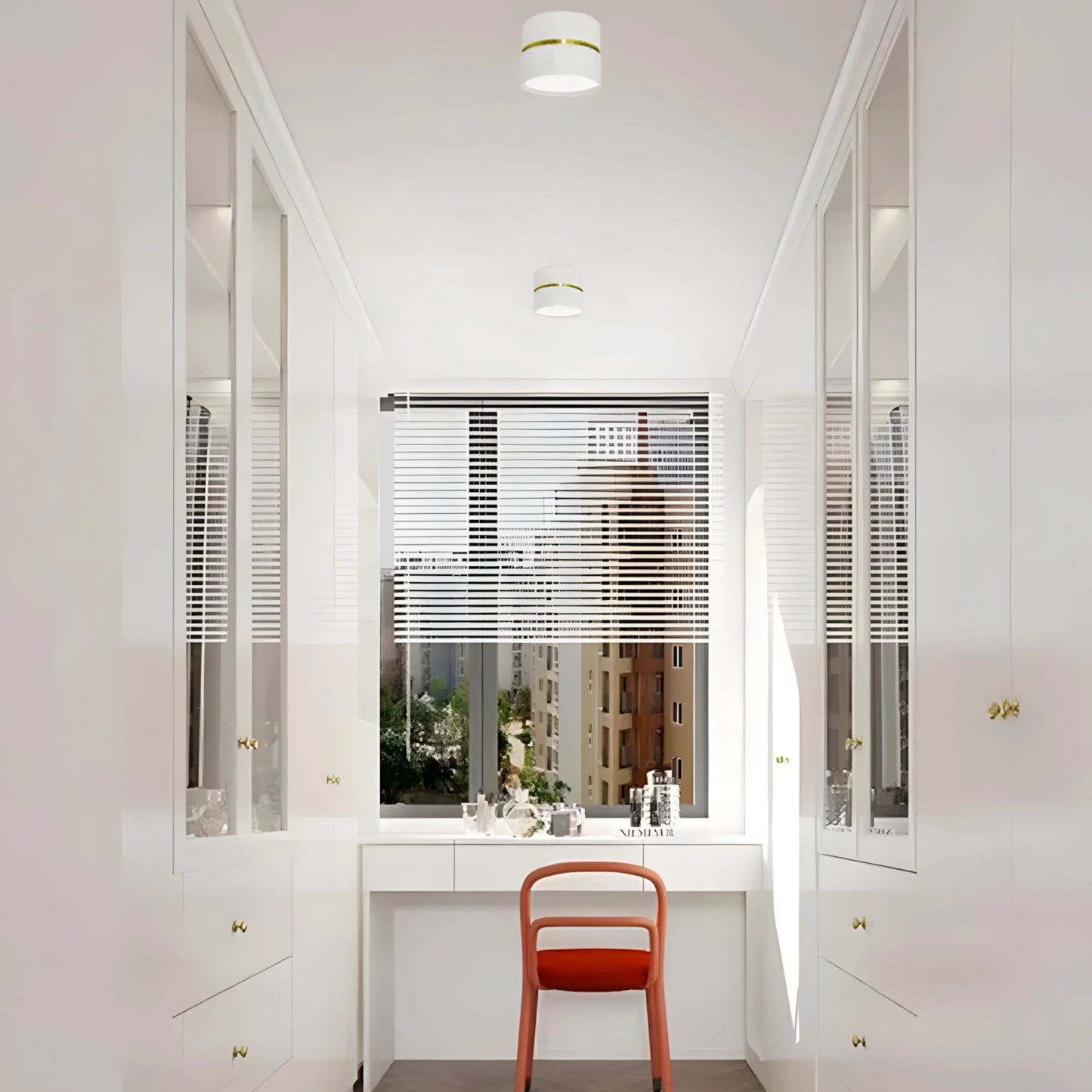 Plafonnier Spot LED Cylindrique – 15W – Anneau Doré – Noir, Blanc – Idéal Entrée, Couloir, Dressing