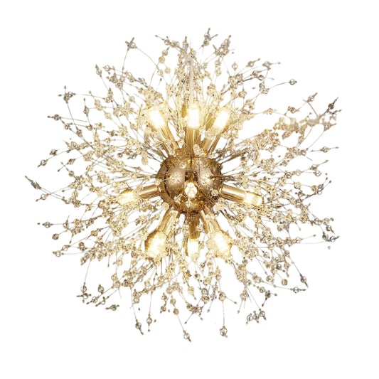 Lustre LED Pissenlit Cristal – Tricolor – 8 têtes – Or ou Argent – Idéal salon, salle à manger, cuisine