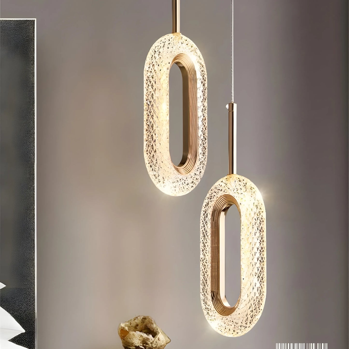 Suspension LED Cristal – Ovale 1 ou 2 têtes – Blanc chaud – Idéal salon, chambre, chevet