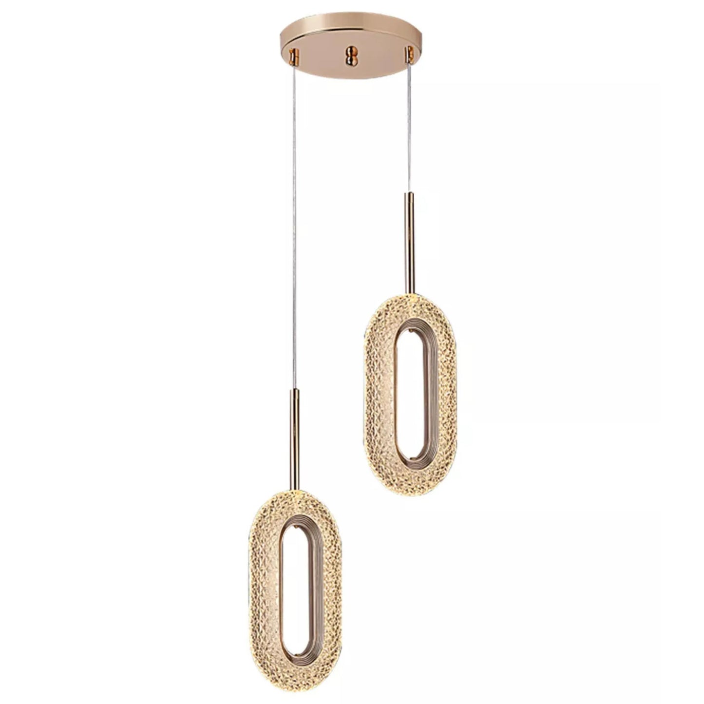 Suspension LED Cristal – Ovale 1 ou 2 têtes – Blanc chaud – Idéal salon, chambre, chevet