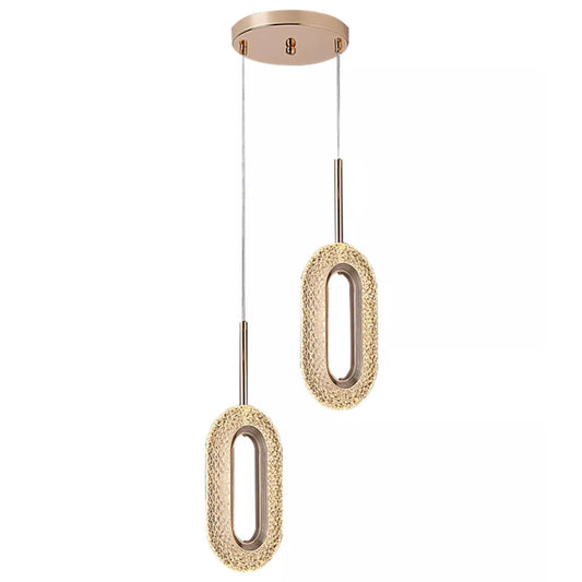 Suspension LED Cristal – Ovale 1 ou 2 têtes – Blanc chaud – Idéal salon, chambre, chevet