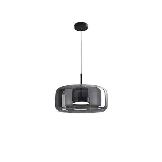 Suspension LED en verre Gris fumé – Style Nordique – 15 ou 33 cm – Blanc chaud – Idéal pour salle à manger, cuisine, chambre