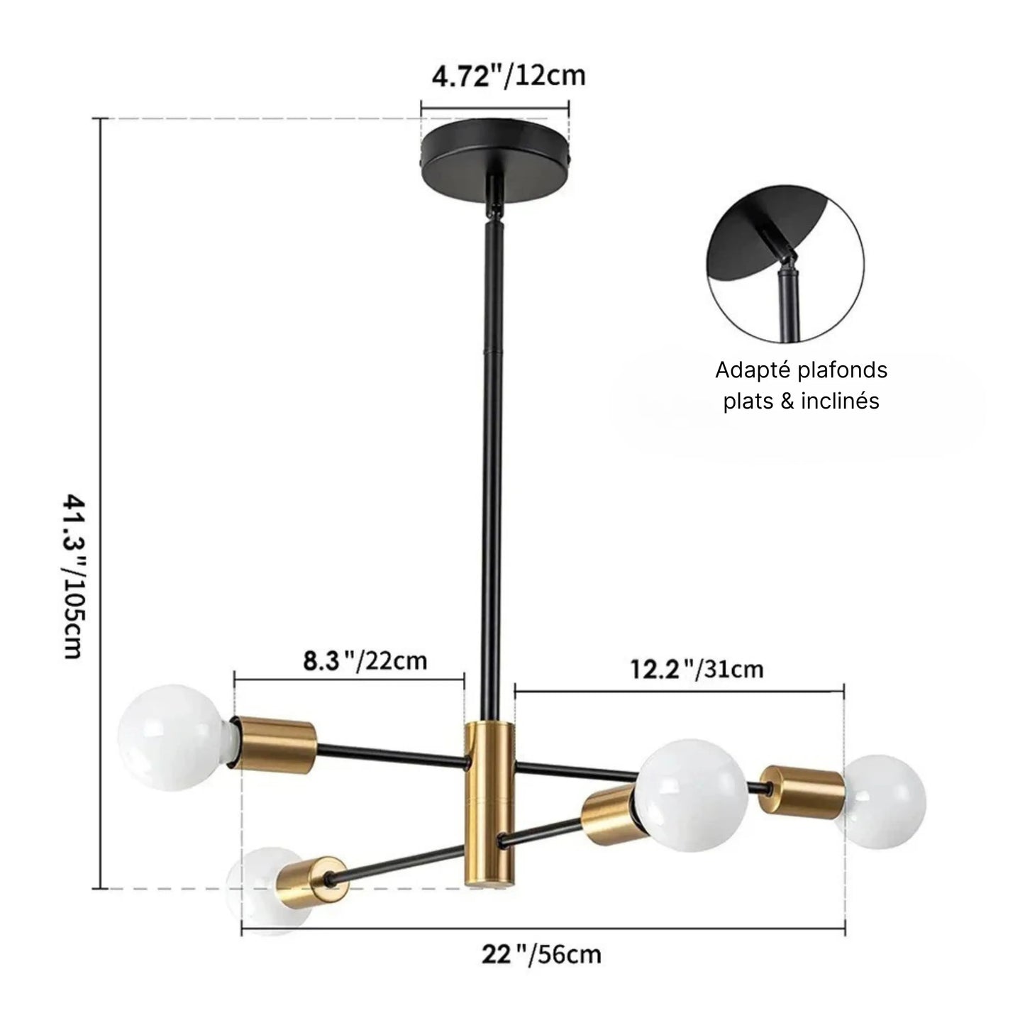 Lustre Design à Boules en Verre – 4 / 6 / 8 / 10 têtes – Blanc chaud – Idéal Salon, Salle à manger, Chambre