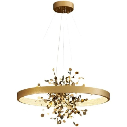 Suspension LED Anneau Doré – Lustre Artistique (40 / 50 / 60 / 80 cm) – Doré – Idéal pour salon, salle à manger, chambre