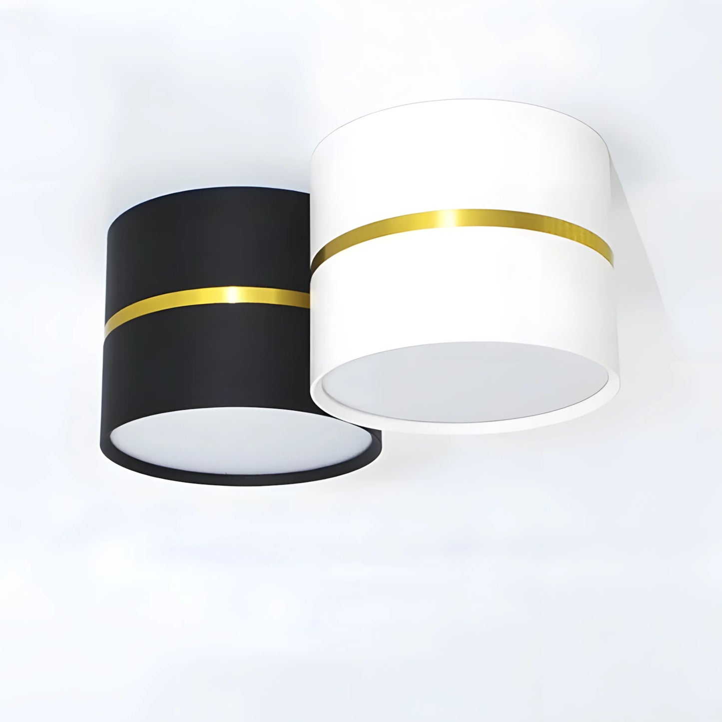 Plafonnier Spot LED Cylindrique – 15W – Anneau Doré – Noir, Blanc – Idéal Entrée, Couloir, Dressing